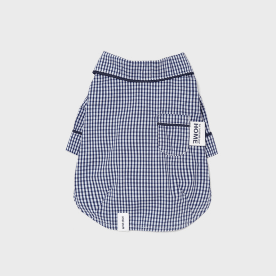 Cotton Check Sleepwear Top Navy